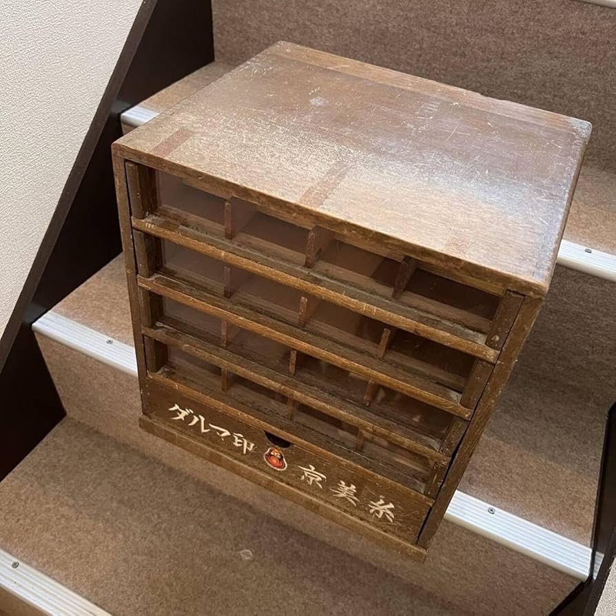 Amazon.co.jp: 糸ケース ダルマ印 京美糸 レトロ アンティーク 飾り棚