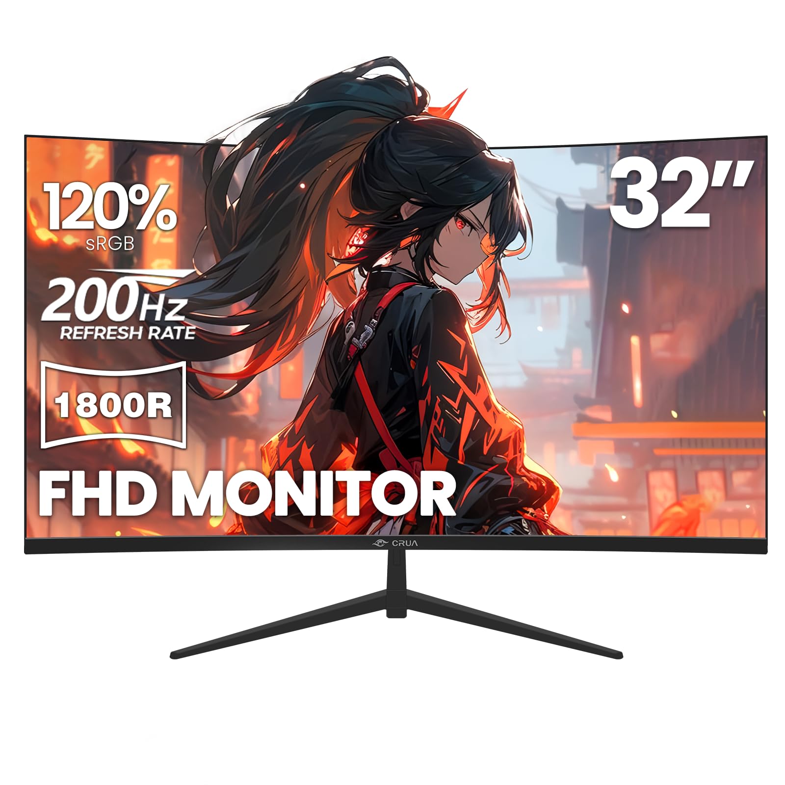 Amazon.co.jp: CRUA 32インチ ゲーミングモニター 湾曲 200Hz フルHD