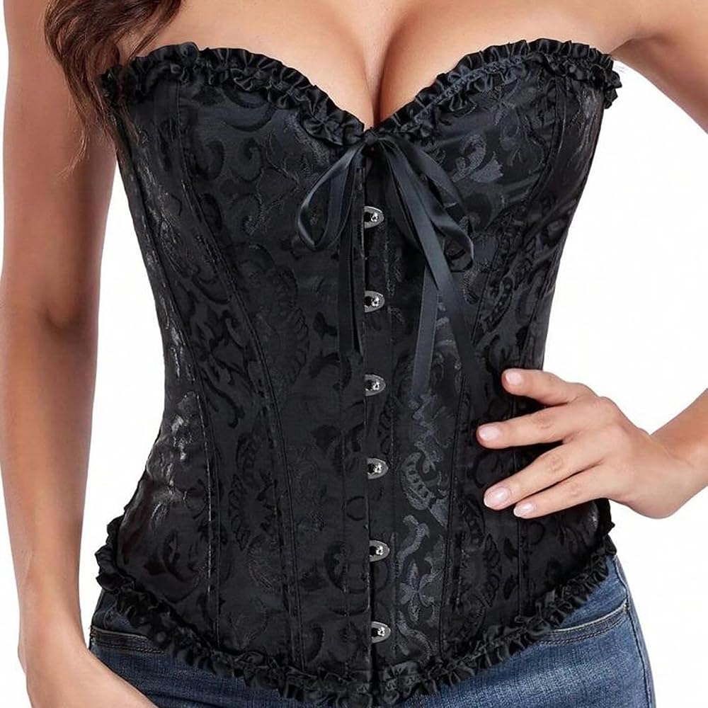 Amazon.com: XuoAz Bustier Corset Top for Women, Black Lace Up