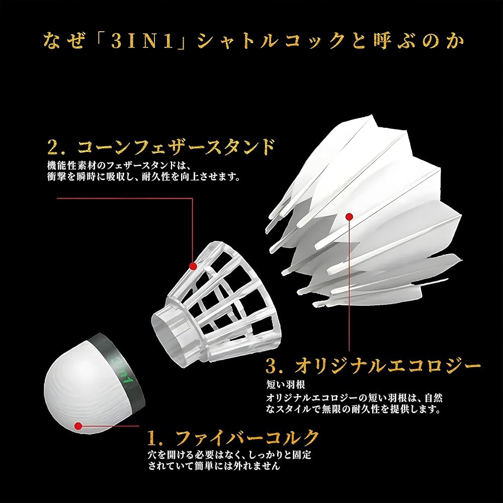 Amazon | SPPHONEIX 12個パック グースフェザー バドミントンシャトル