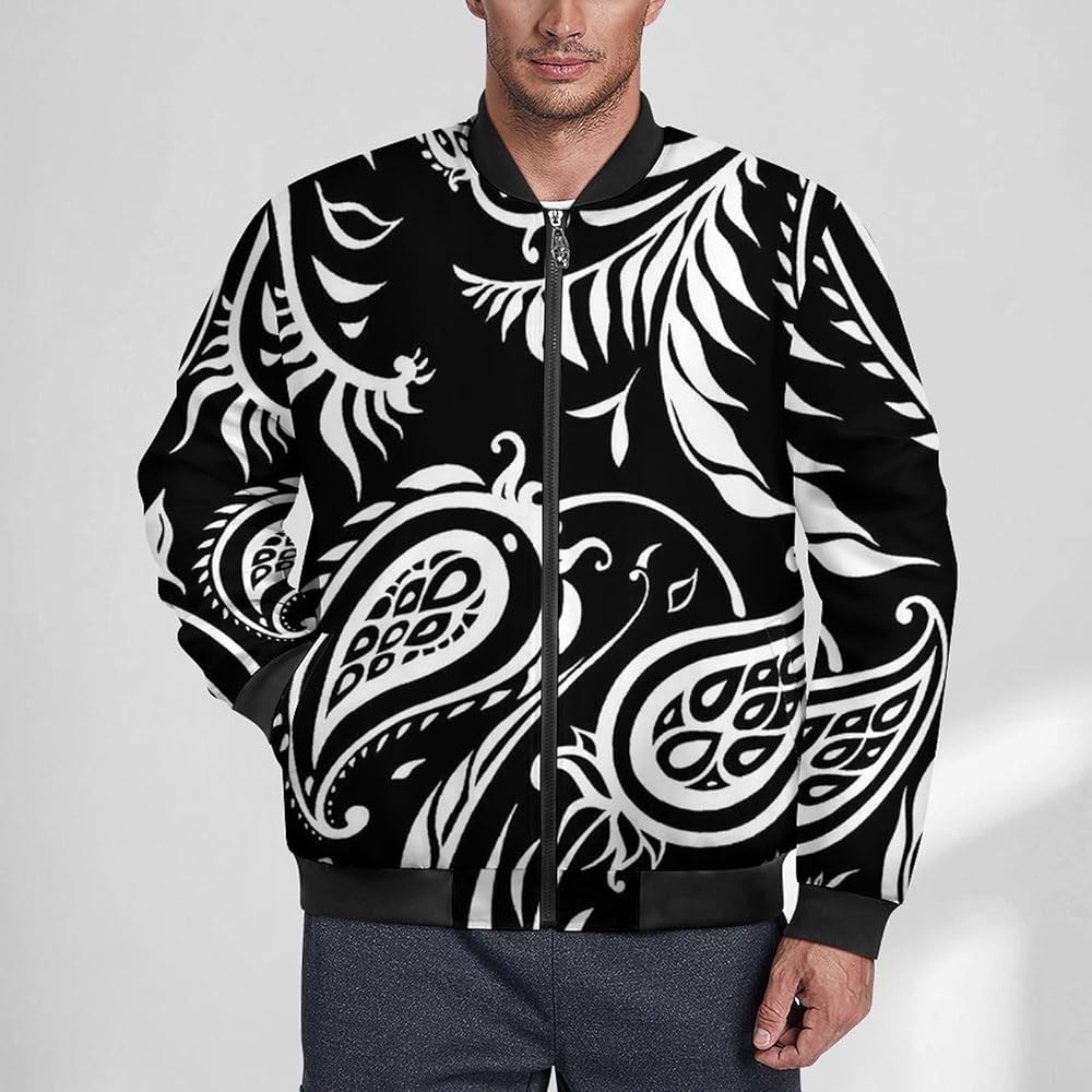 Amazon | [BJG] ジャケット メンズ 秋 ペイズリー柄 ジャンパー MA-1