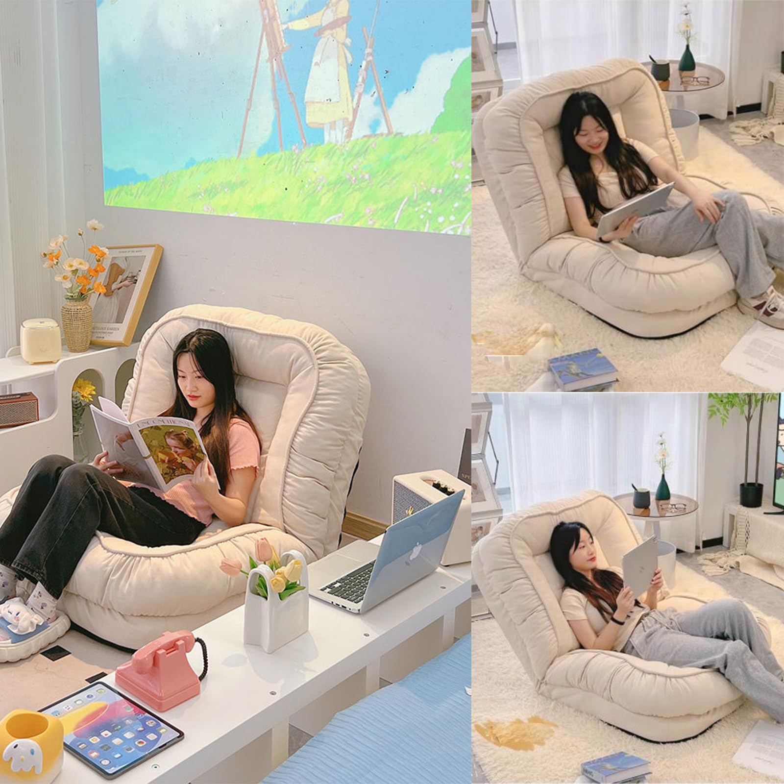 Amazon｜折りたたみ式フロアソファ、コンバーチブルレイジーソファ