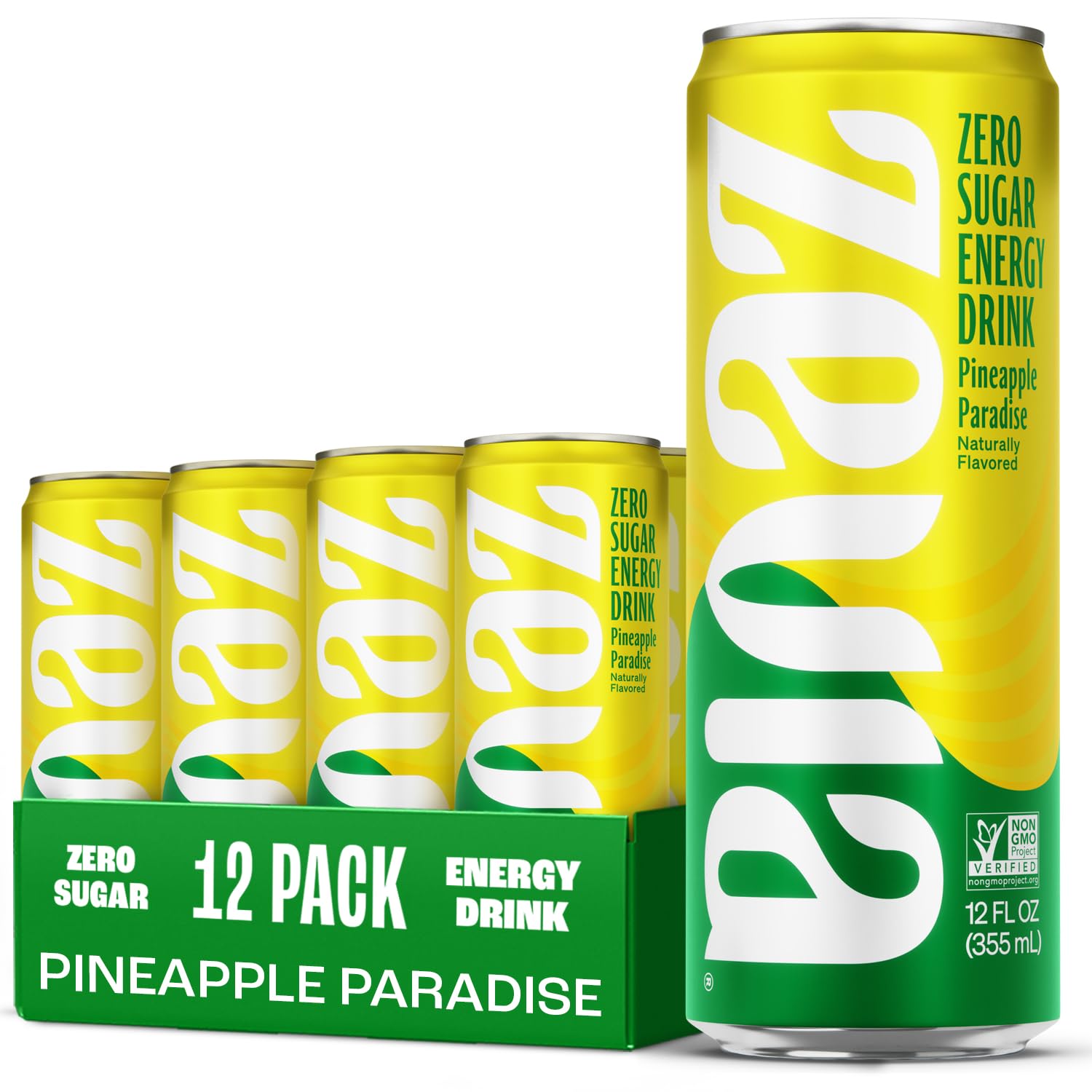 Amazon.com : Zevia Zero Sugar Energy Drink, Pineapple Paradise, 12