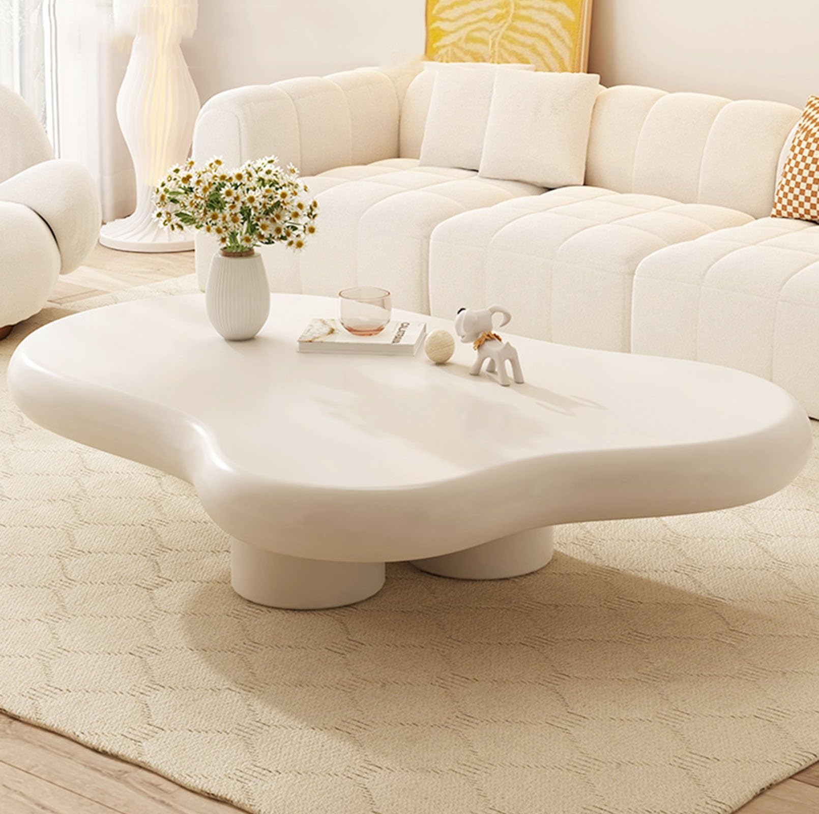 Amazon.co.jp: 雲のコーヒーテーブル白リビングテーブル 小さめロー