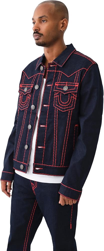 True Religion Men's Jimmy Super T Jacket, Rigel Dark Wash, XXXL at