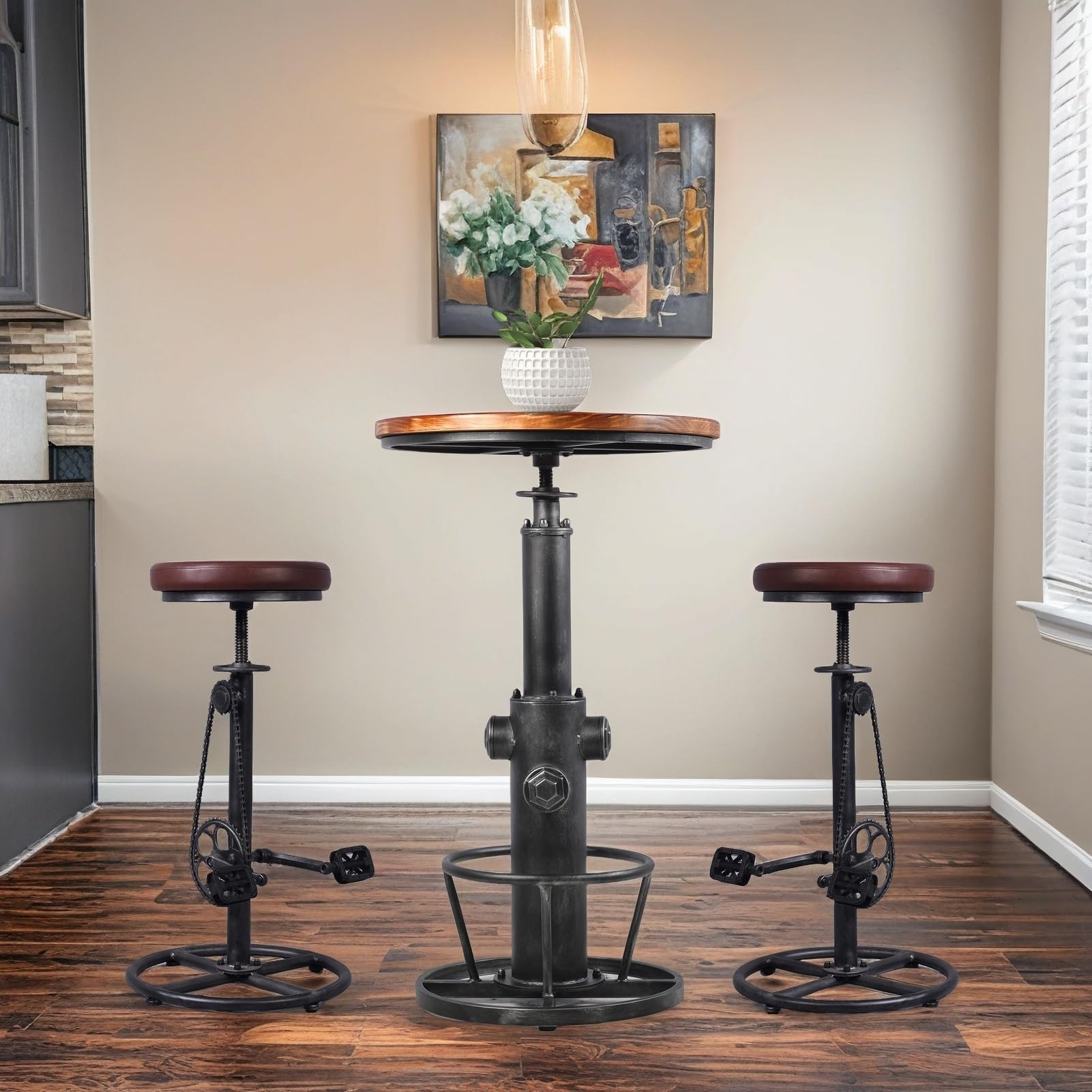 Amazon.com: Vintage Bar Stools Swivel PU Seat 29-37inch Height