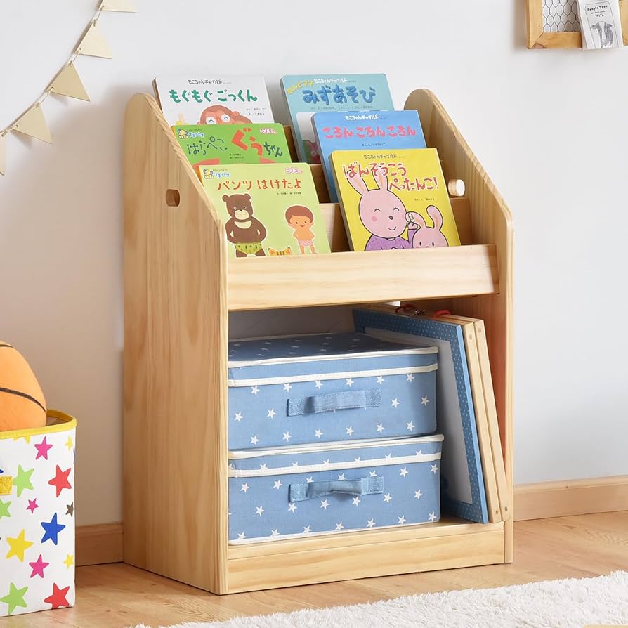 Amazon.co.jp: タンスのゲン 現役ママが考えた 絵本ラック 3段 【完成