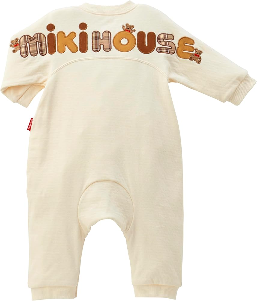 Amazon.co.jp: [ミキハウス] カバーオール ロンパース ロゴ くま 長袖