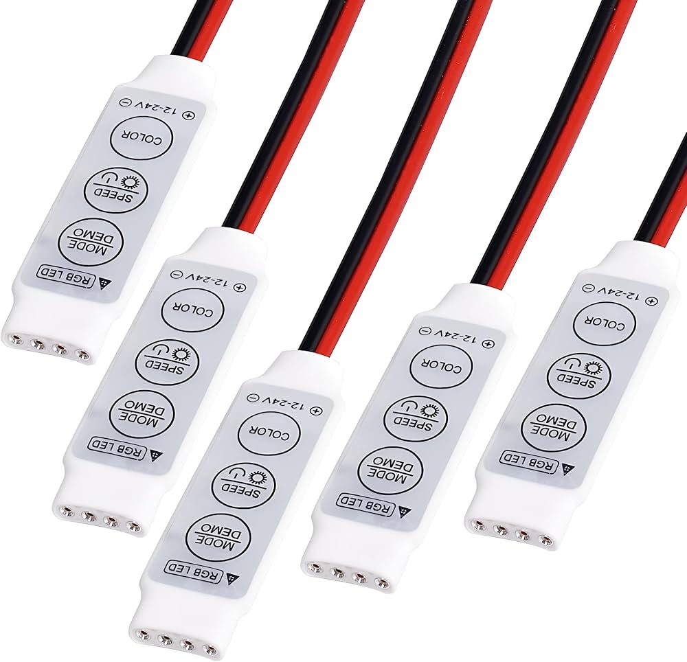 JacobsParts 4-Pin Mini RGB LED Controller 3-Key Dimmer for LED