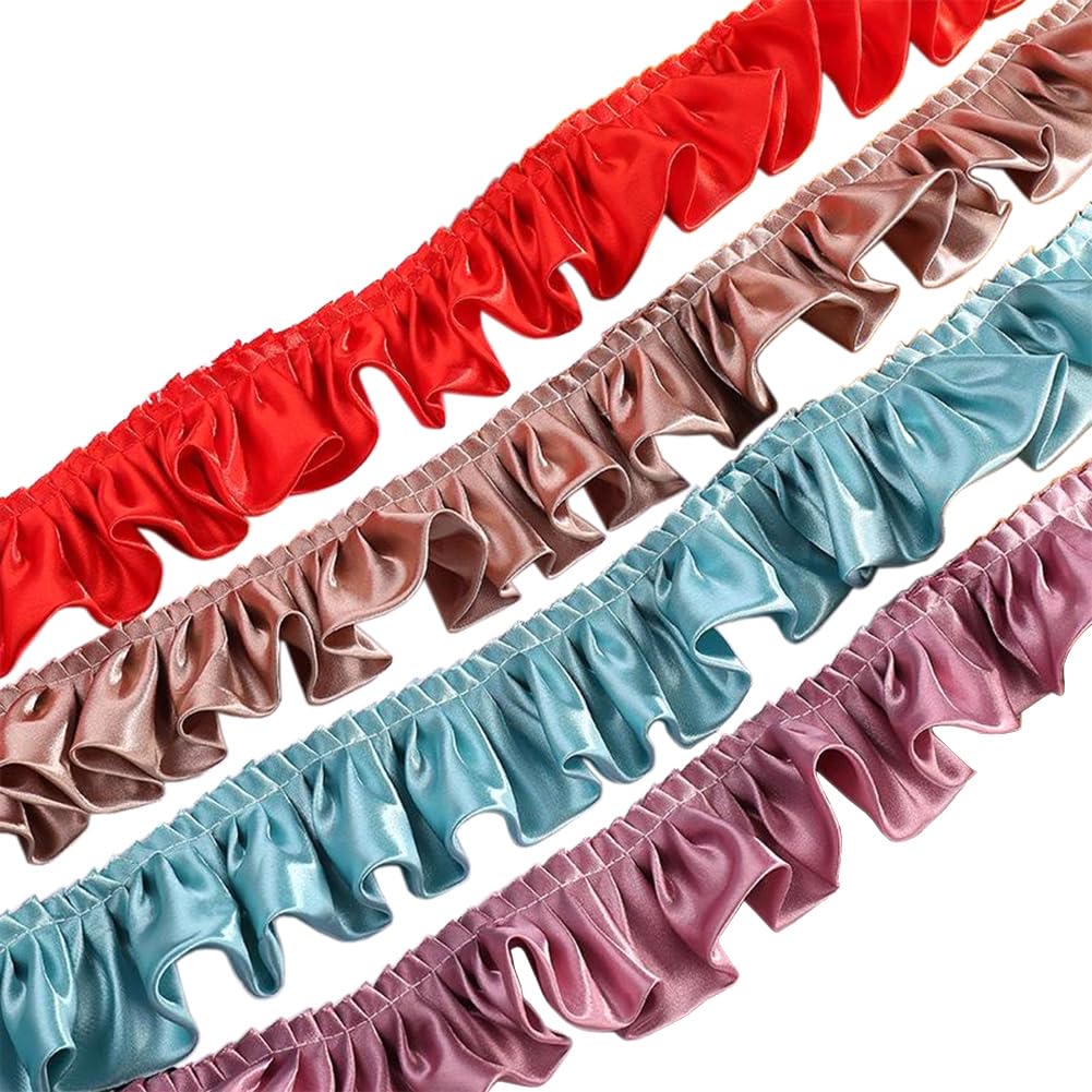 Amazon.com: Tong Gu Satin Trim Pleated Ruffle Frill Double Layered
