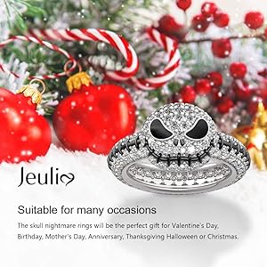 Amazon.com: Jeulia Jack skull Rings for Women Nightmare