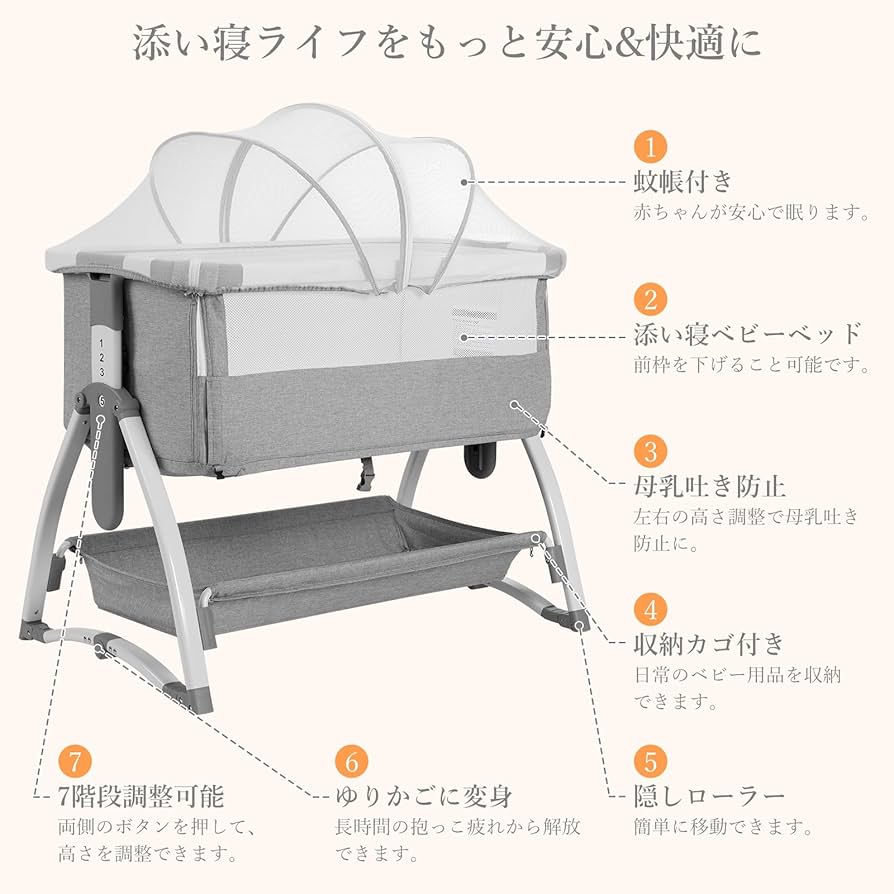 Amazon.co.jp: Thinkmax ベビーベッド ゆりかご ベビーラック