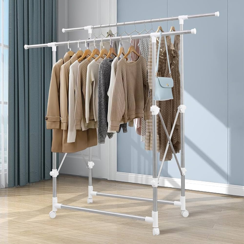 Amazon｜Vinteky ハンガーラック 頑丈パイプハンガーラック 幅90~150cm