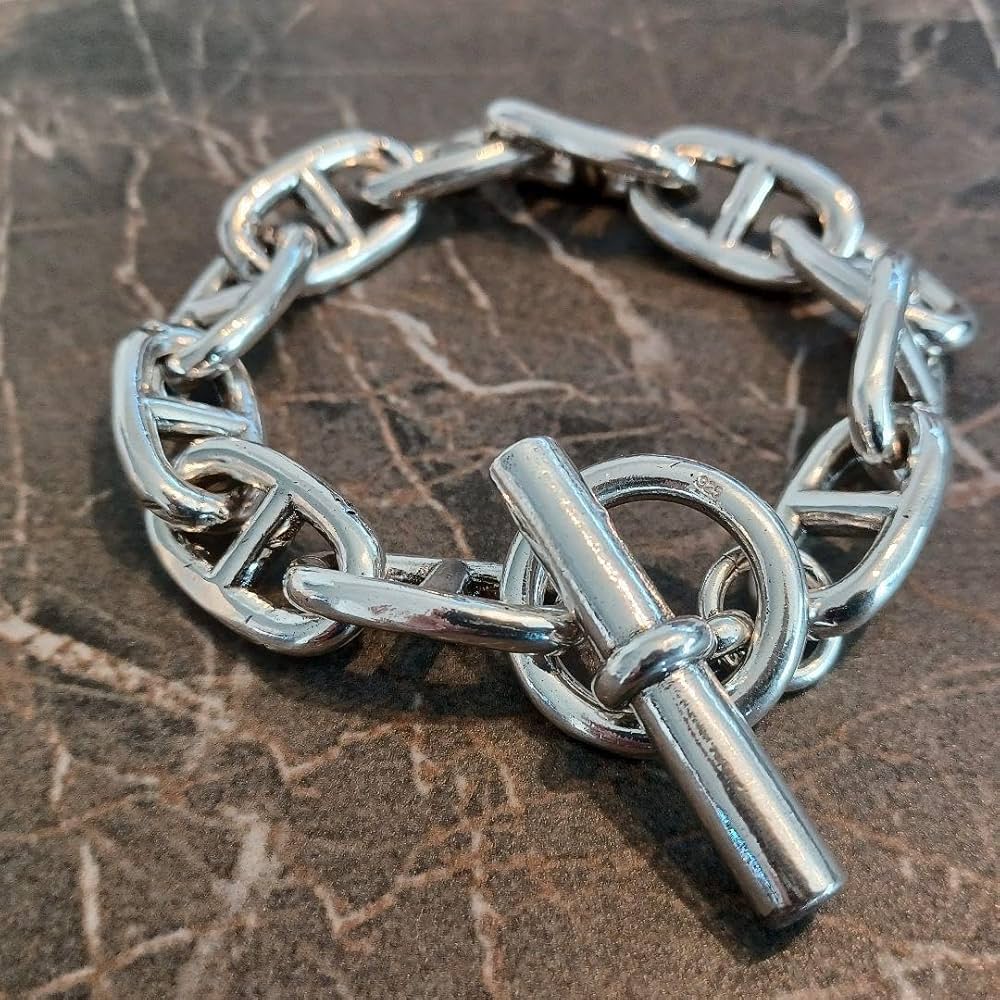 Amazon.co.jp: 極太 シェーヌダンクル シルバー 925 ブレスレット S925