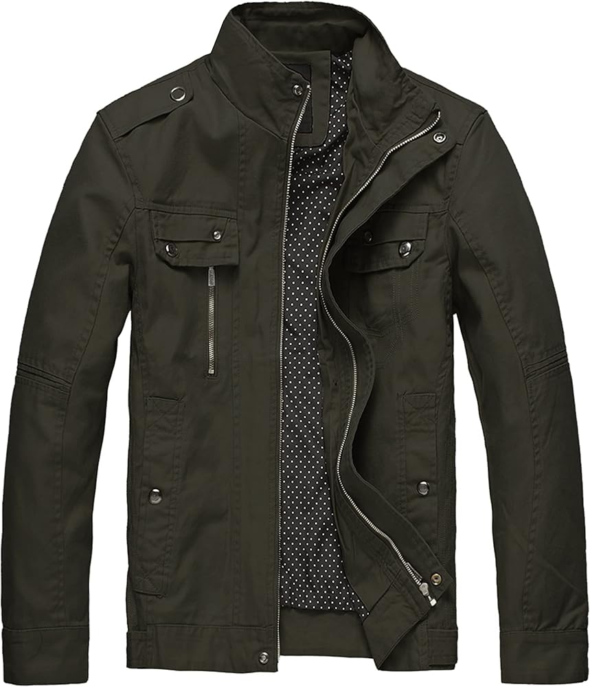 wantdo Men's Cotton Lightweight Jacket Military Jacket Casual