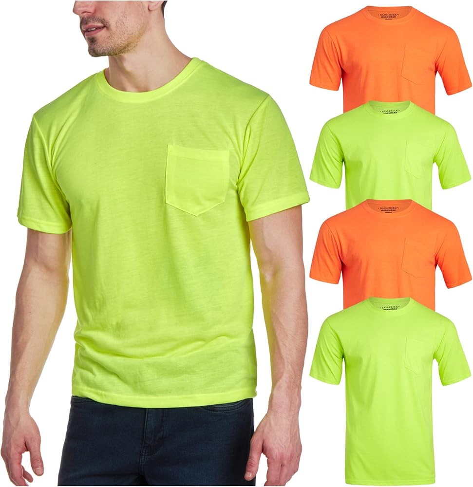 Bass Creek Outfitters Mens High Vis Shirts - 4 Pack Short Sleeve