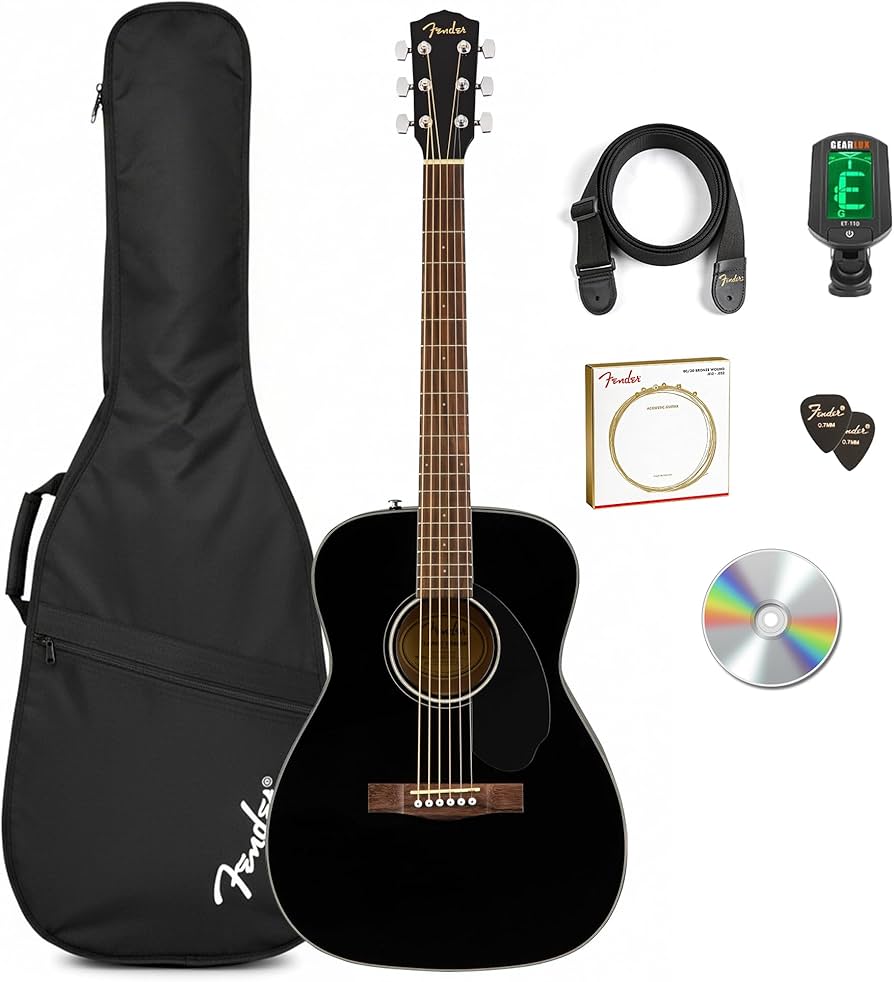 Amazon.com: Fender CC-60S Concert Acoustic Guitar - Black Bundle