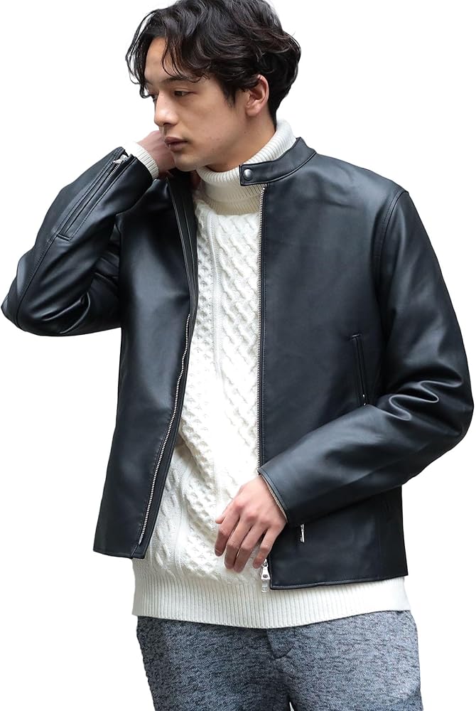 Amazon | [ビームスハート] ブルゾン フェイクレザー シングル