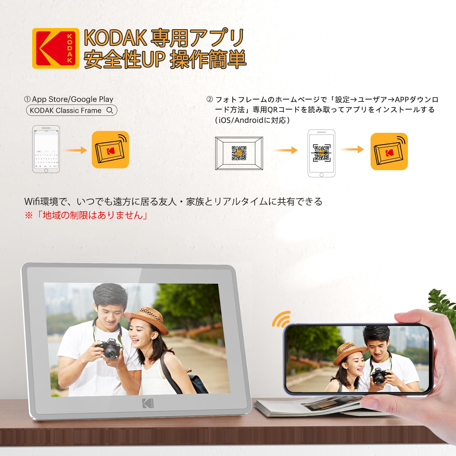 Amazon | KODAK WiFiデジタルフォトフレーム 10インチ 超鮮明画質