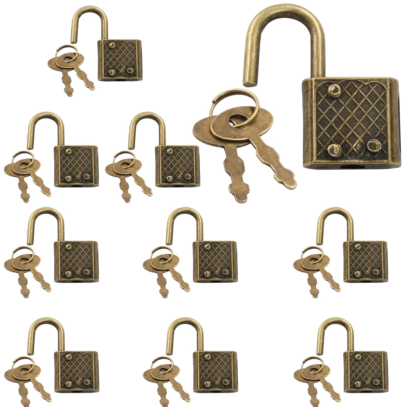 Amazon | Unlorspy 10個 アンティーク ブロンズ ミニ南京錠 鍵付き