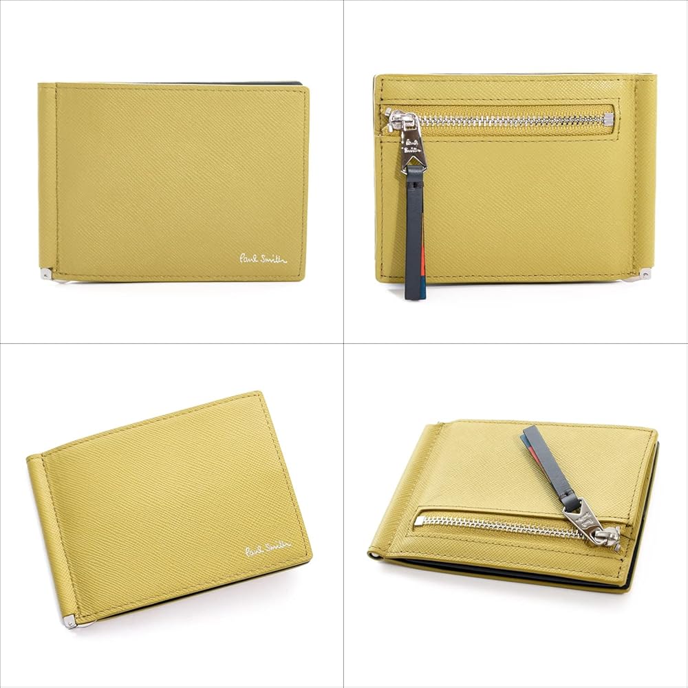 現行 ポールスミス ブライトストライププラー マネークリップ イエロー