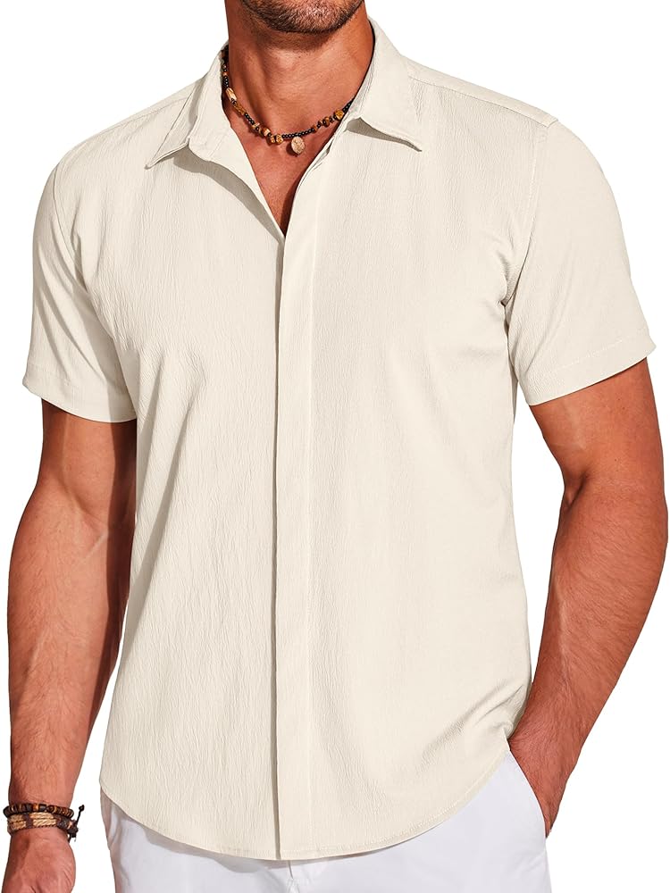 Amazon.com: COOFANDY Men's Casual Summer Beach Button Down Short
