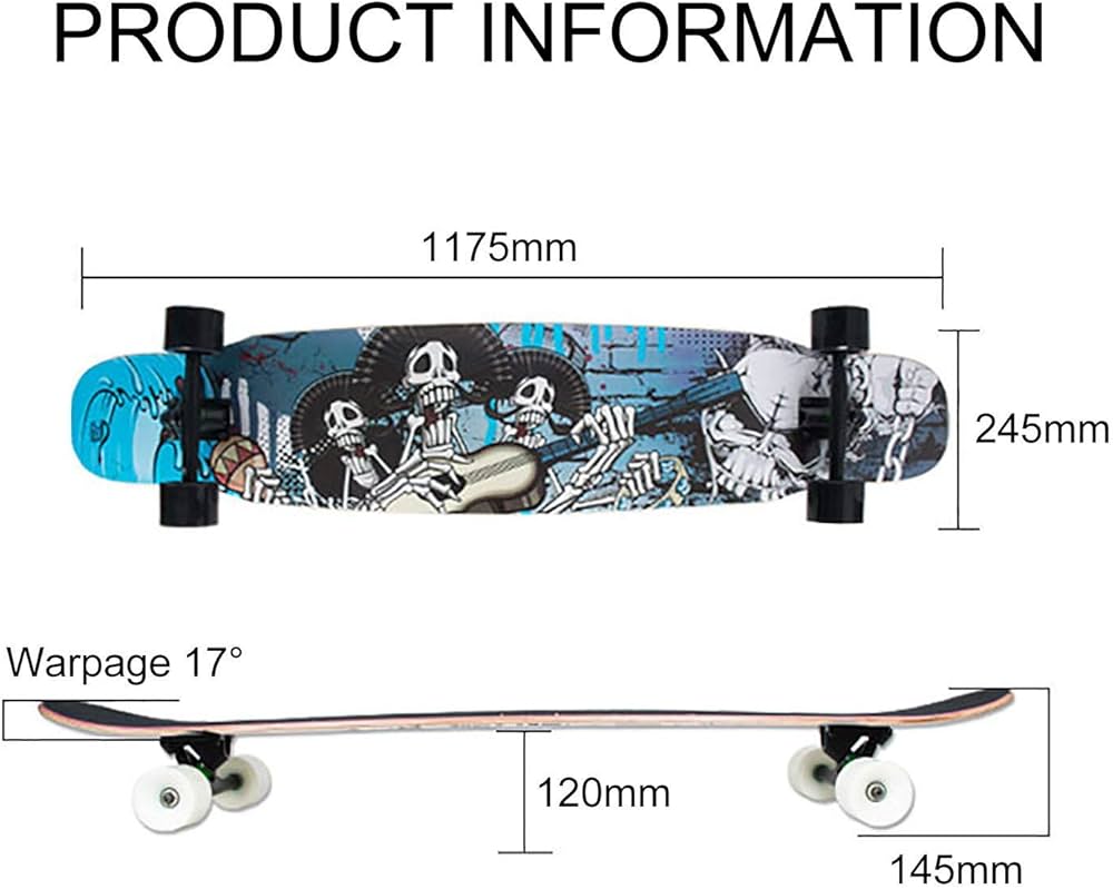 Amazon | スポーツコンプリートスケートボード、46インチAレベル7層