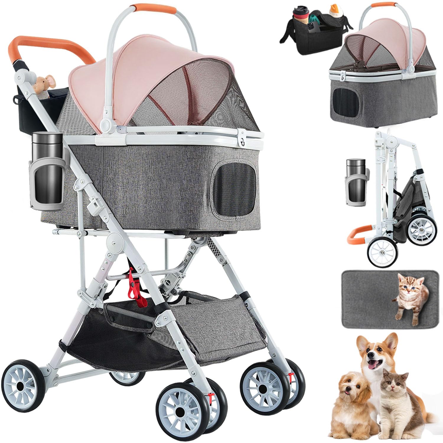 Amazon.co.jp: ペットカート 分離型 折りたたみ ペットバギー アルミ