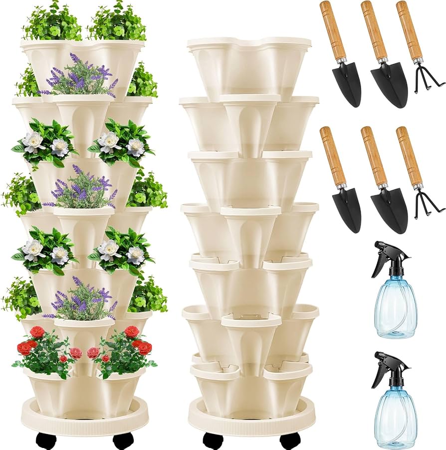 Amazon.com: Umigy 2 Set of 7 Tier Vertical Planter Stackable Tower
