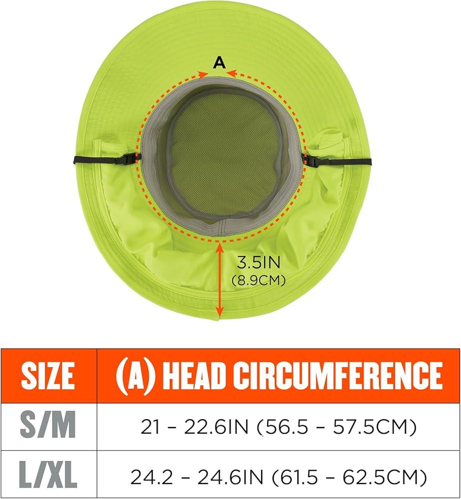 Ergodyne Chill Its 8934 Ranger Hat with Neck Shade, Hi Vis Lime at