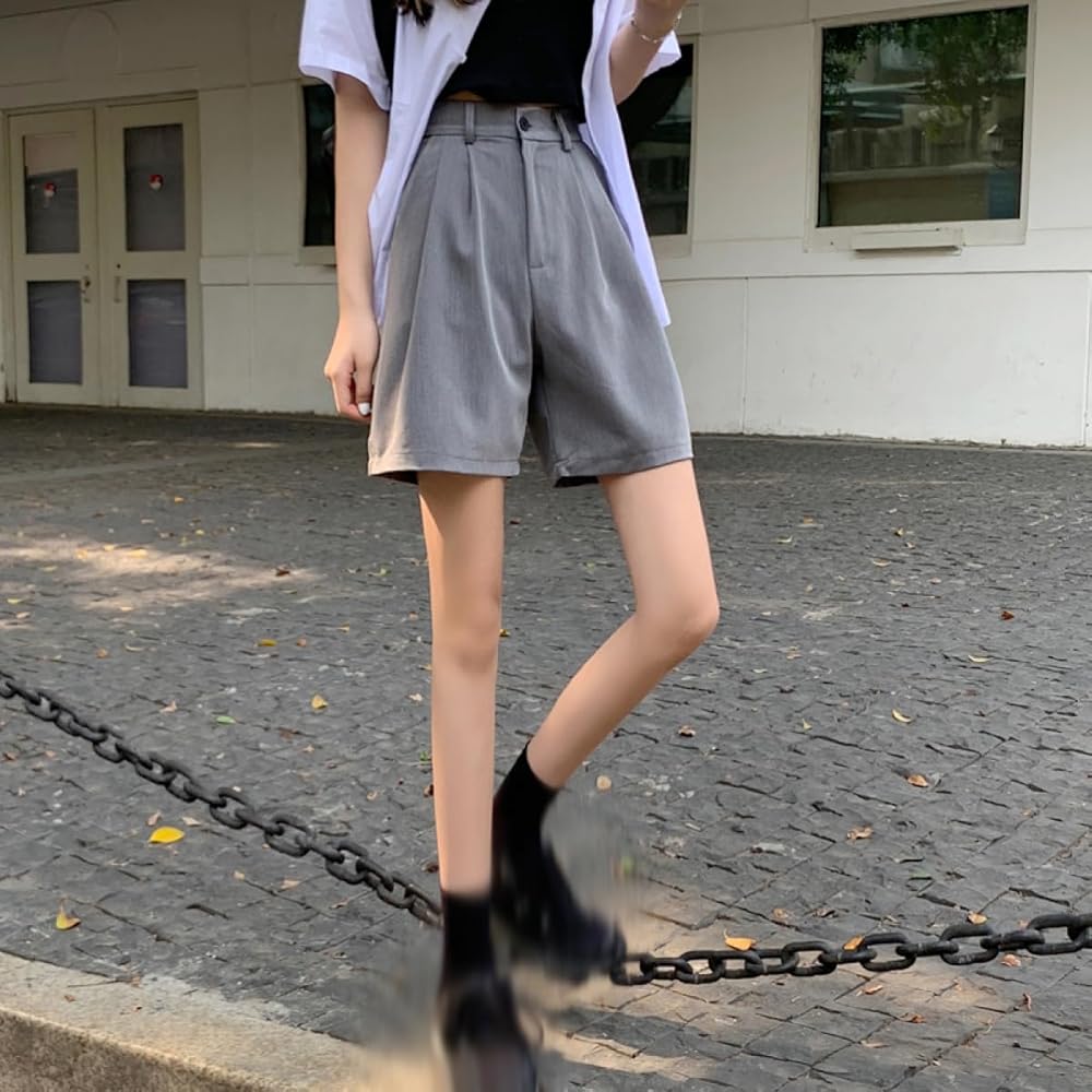 Amazon.co.jp: [HWQFM] レディース パンツ ハーフパンツ グレー 短パン