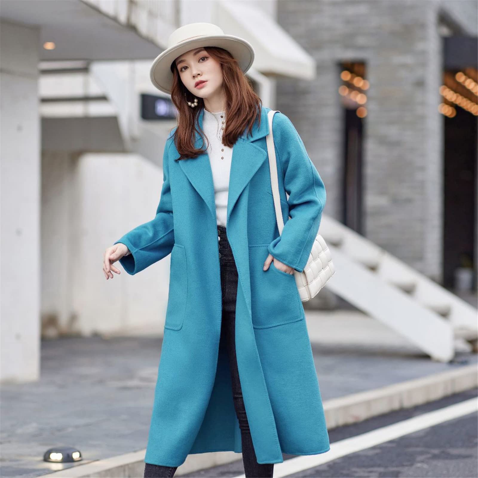 Amazon.co.jp: レディースオーバーコートコート 女性の堅い長い