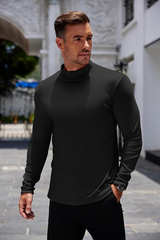 COOFANDY Mens Mock Turtleneck Long Sleeve Shirts Basic Thermal