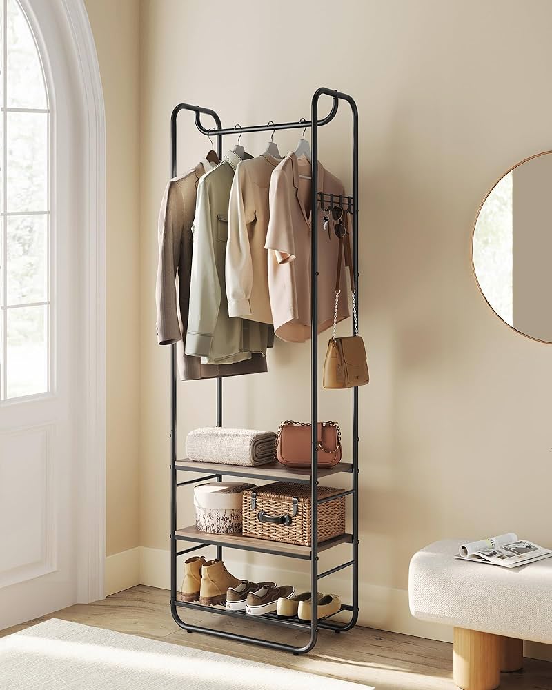 Amazon｜VASAGLE ハンガーラック 木製 頑丈 スリム シューズラック
