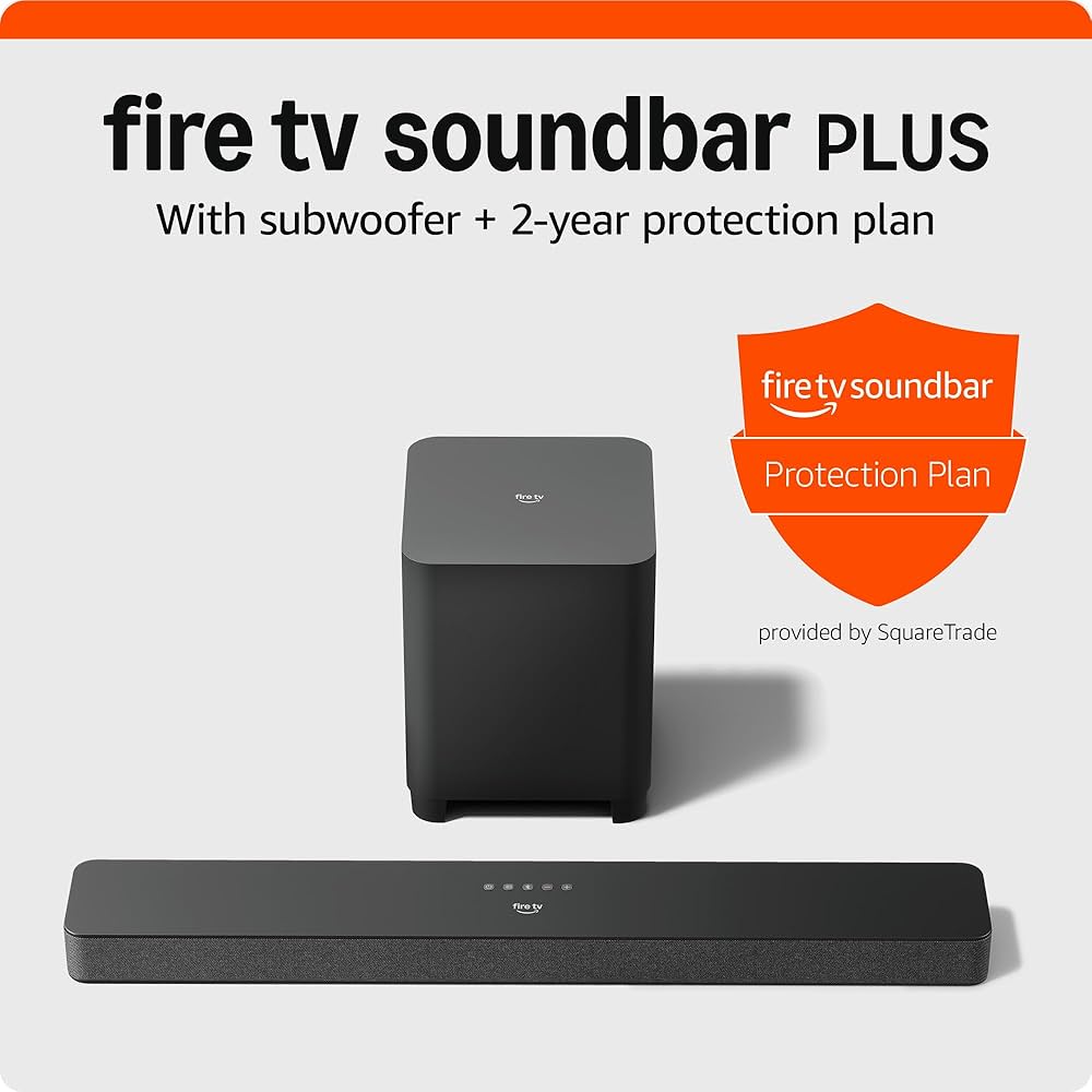 Introducing Amazon Fire TV Soundbar Plus with subwoofer 2-Year