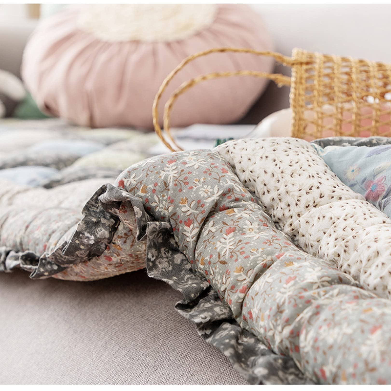 Amazon｜マルチカバー カラー カントリー パッチワーク風 田園風 表