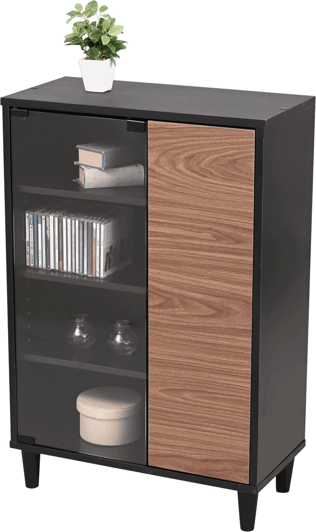 Amazon｜JKプラン ガラスキャビネット 黒 ブラック 幅60 奥行30 高さ90