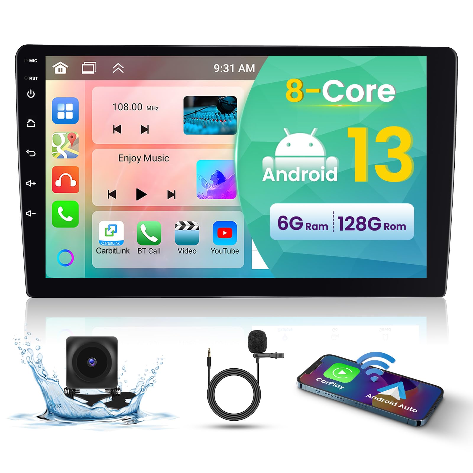 Amazon.com: [6G+128G 8-Core] 10.1 Inch Double DIN Android 15 Car