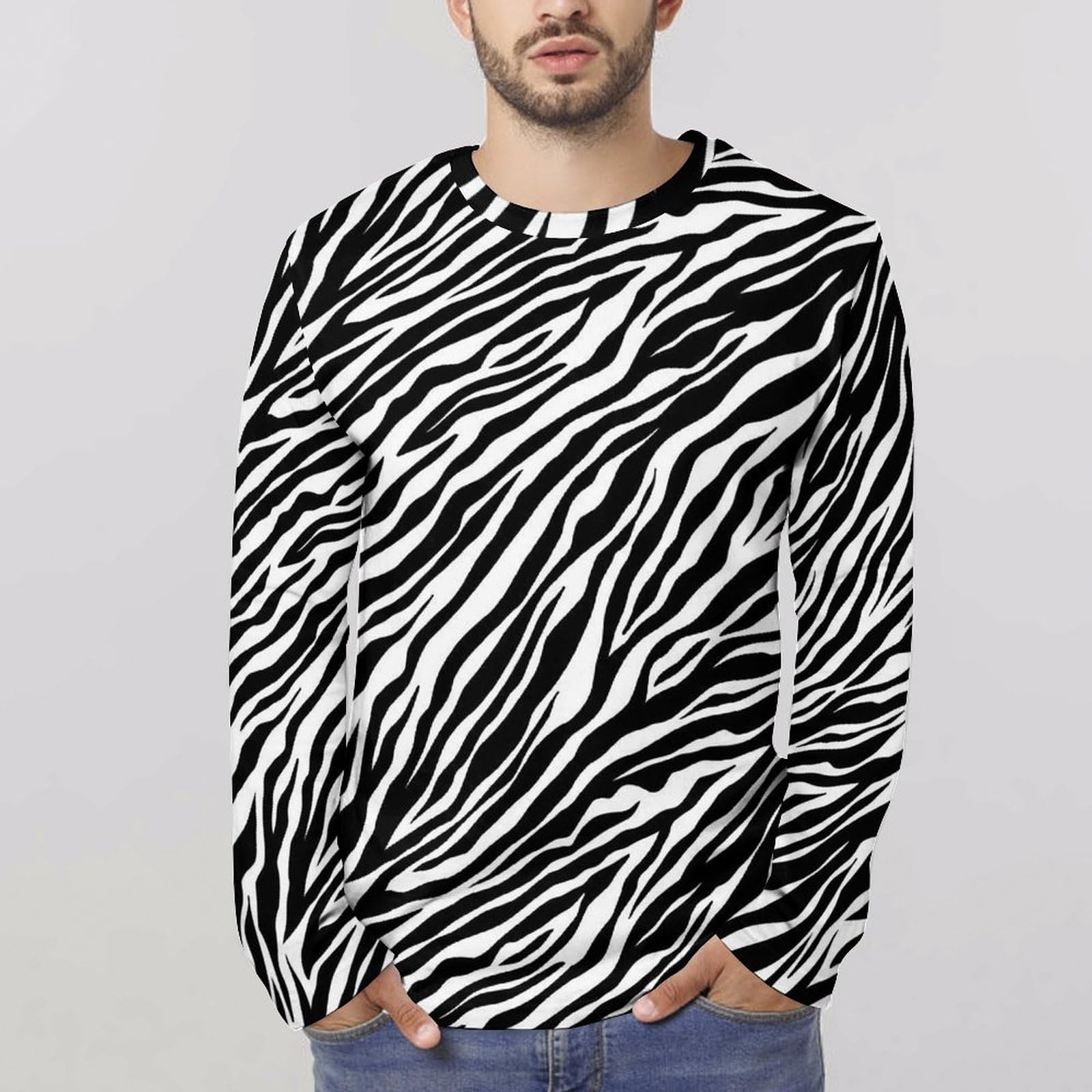 Amazon.co.jp: メンズ ロングTシャツ ゼブラ柄 長袖Tシャツ 大きい