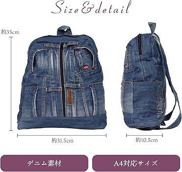 Amazon.co.jp: [§N∞NOVENO] リュック デニムリメイク 三角