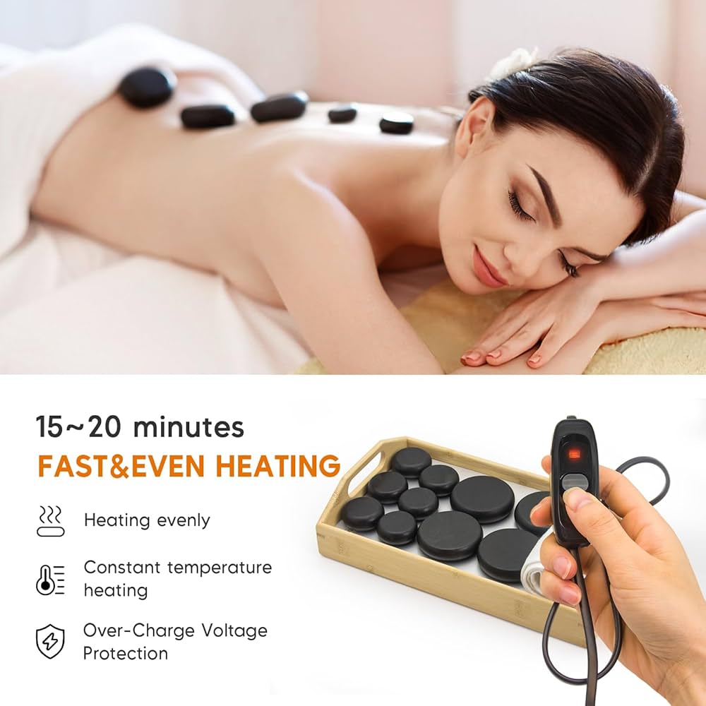 Goodtar Hot Stones Massage Set with 12 Stones & 2 Towels – Massage