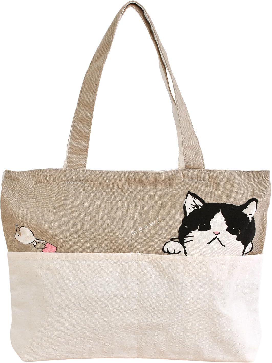 チャッピー。 テントポーチ パッチワーク猫生地 巾着付きトートバッグ