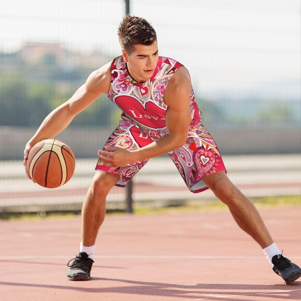 Amazon | [SHELIN] バスケウェア 上下セット バレンタインデー ピンク