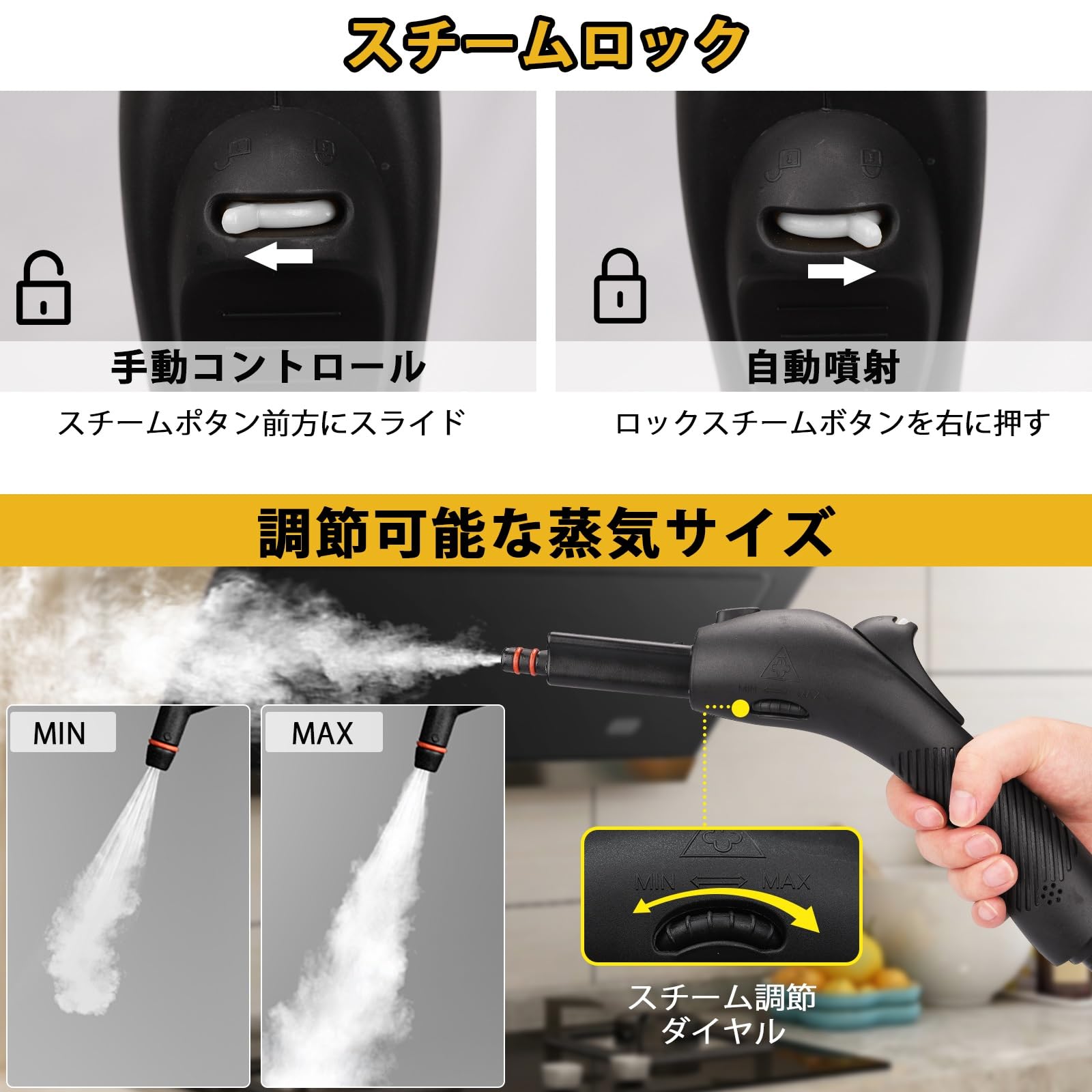 Amazon | Waitbird スチームクリーナー、21個の付属品付き、248°Fの