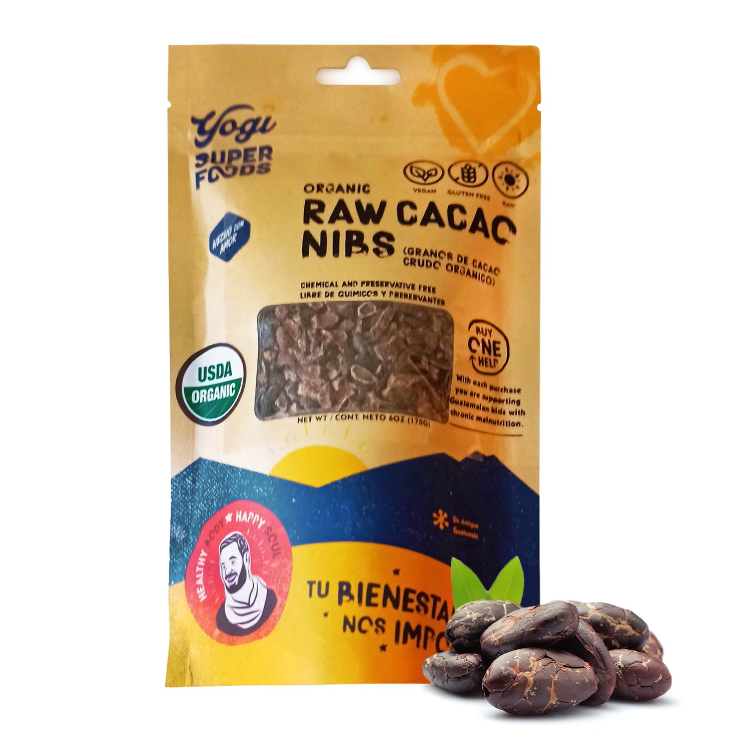 Amazon.com : Yogi Super Foods Organic Raw Cacao Nibs, Unsweetened