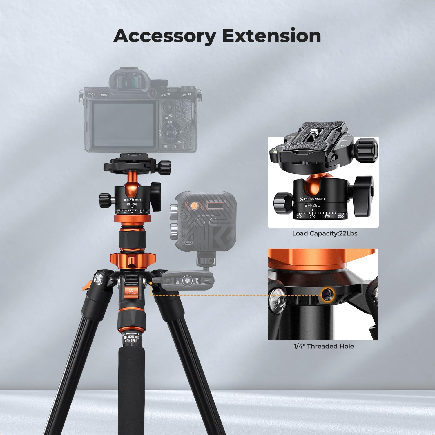 Amazon | K&F CONCEPT カメラ用三脚 78インチ アルミニウムカメラ三脚
