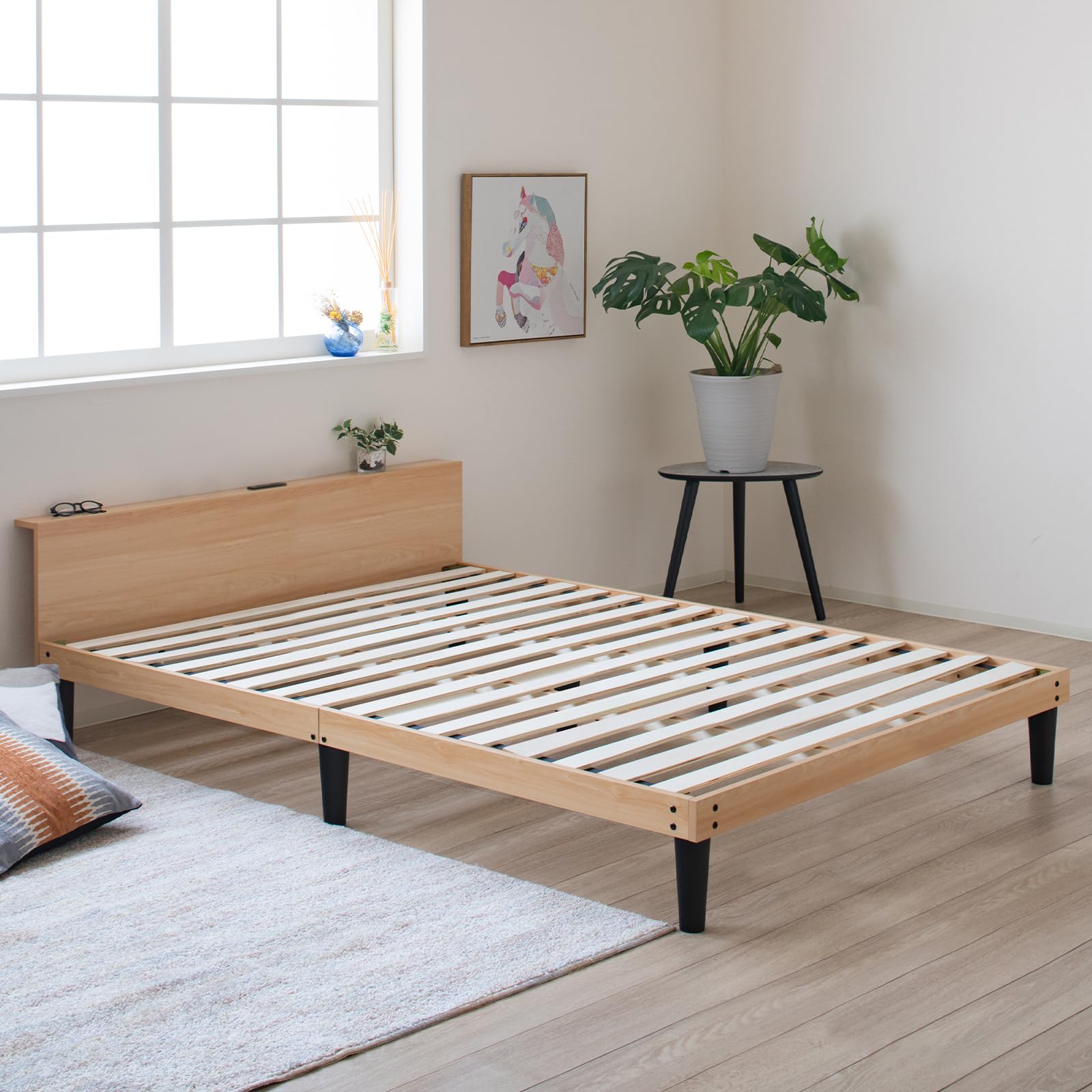 Amazon｜Major In Life ベッド 宮付き ベッドフレーム 宮棚付き