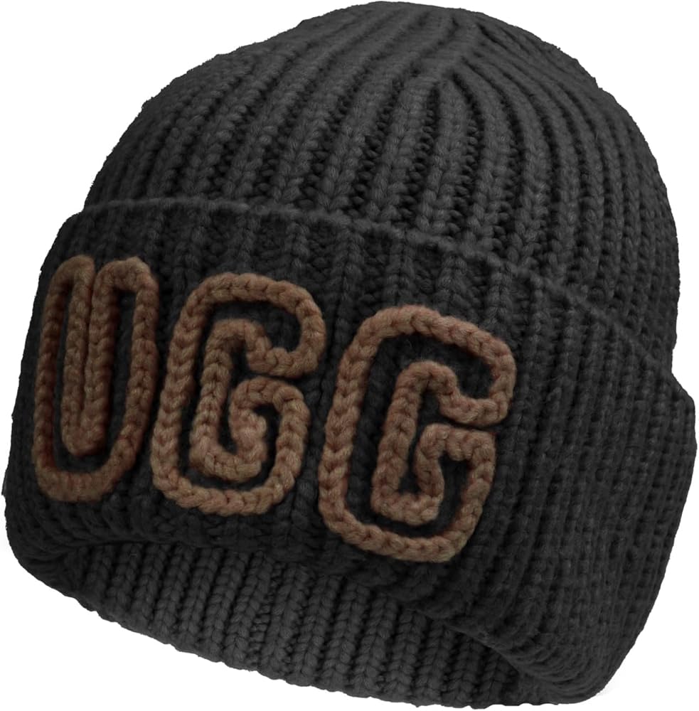 Amazon.com: UGG, Womens, Chunky Crafted Rib Beanie, Black, One