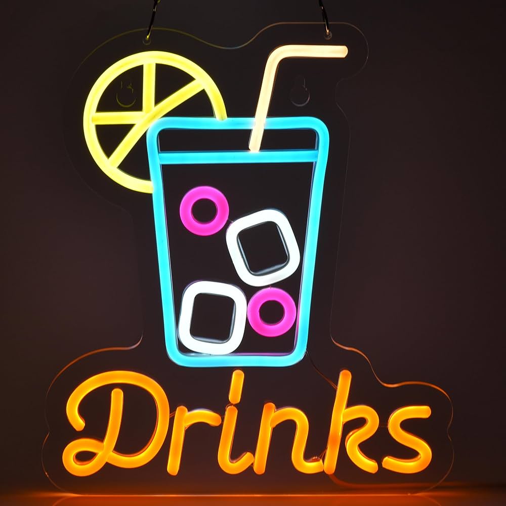 Amazon | JOMOBUTY ネオンサイン Drinks多階段調光可 LED ドリンク専門