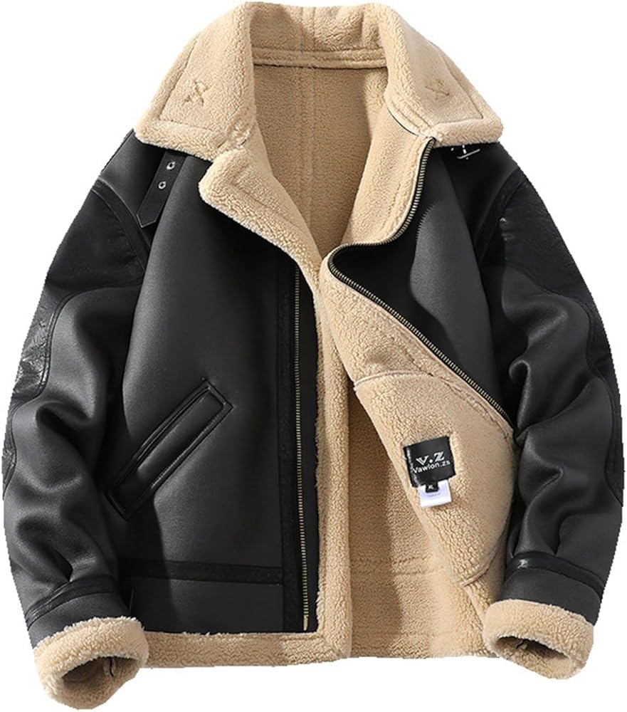 Amazon | [Taopagii] レザージャケット メンズ ムートンB-3ジャケット